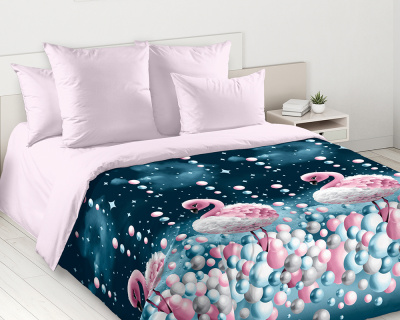 Постельное белье Розовый фламинго Перкаль